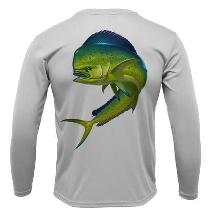 Key West, FL Action Mahi Men's Long Sleeve UPF 50+ Dry-Fit Shirt