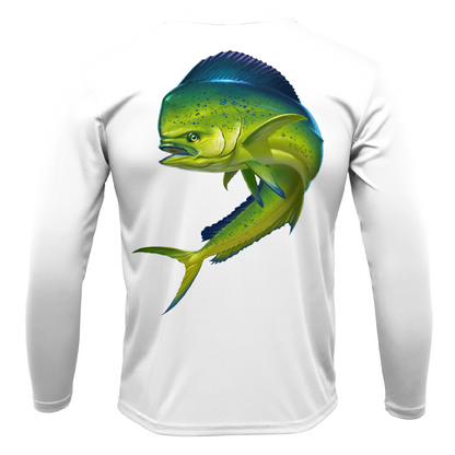 Key West, FL Action Mahi Men's Long Sleeve UPF 50+ Dry-Fit Shirt
