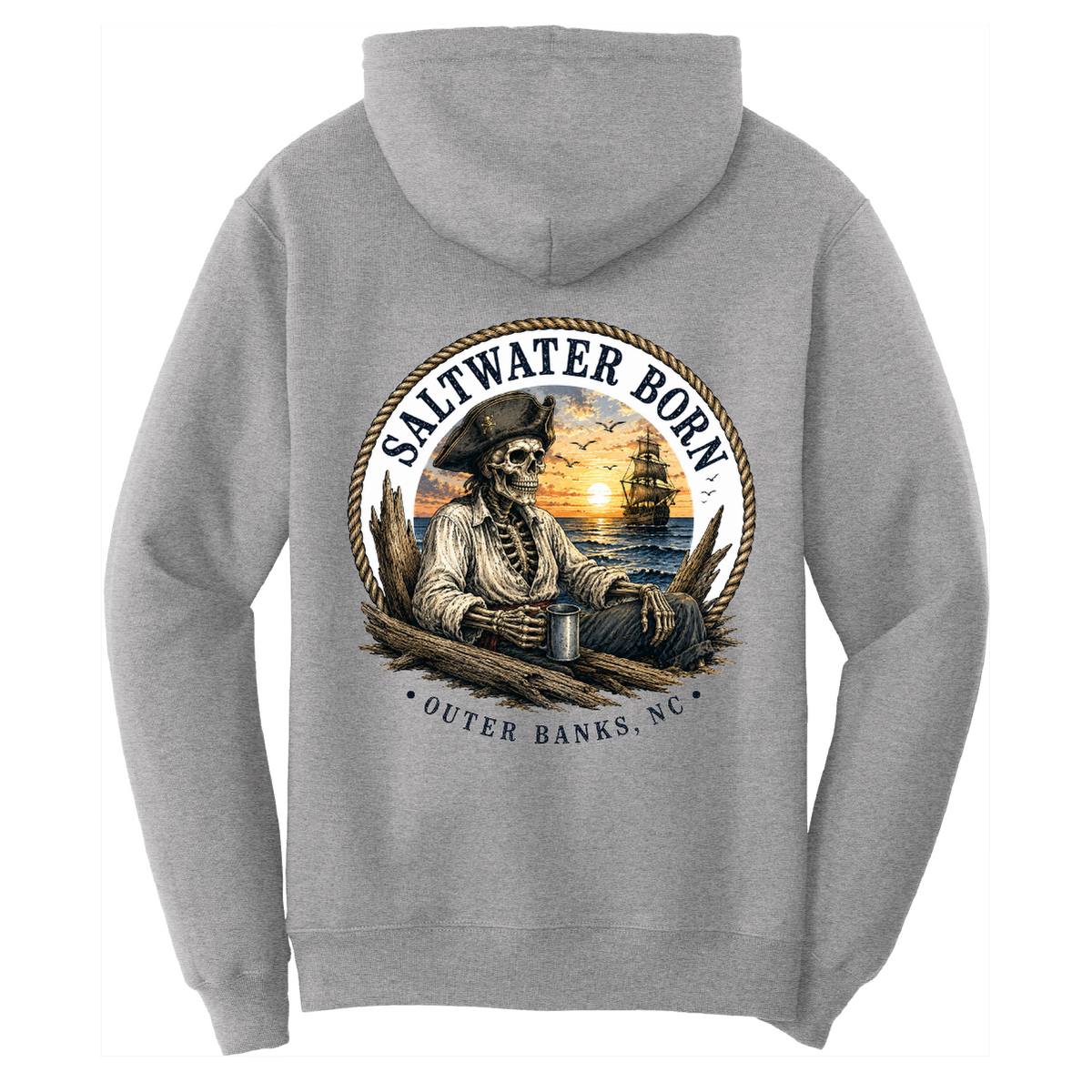 Outer Banks, NC Pirate Men's Cotton Hoodie