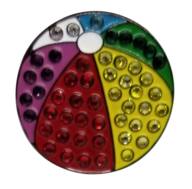 Beach Ball Ball Marker & Hat Clip with Crystals by ReadyGOLF