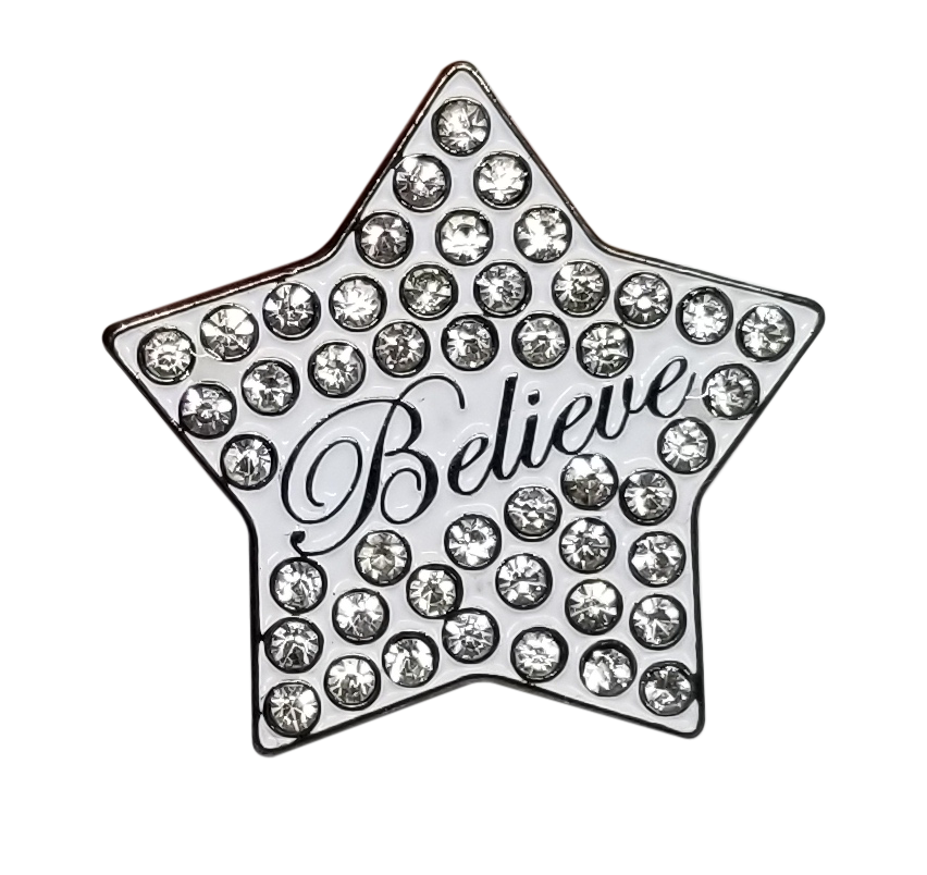 Believe Star with Crystals Ball Marker & Hat Clip by ReadyGOLF