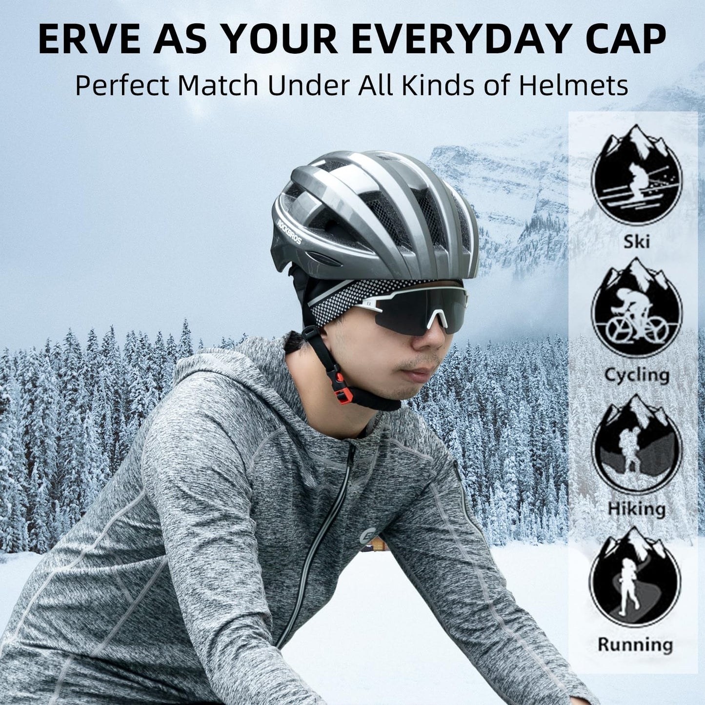 ROCKBROS Thermal Skull Cap Winter Hat for Men  Women, Ear Warmers Helmet Liner