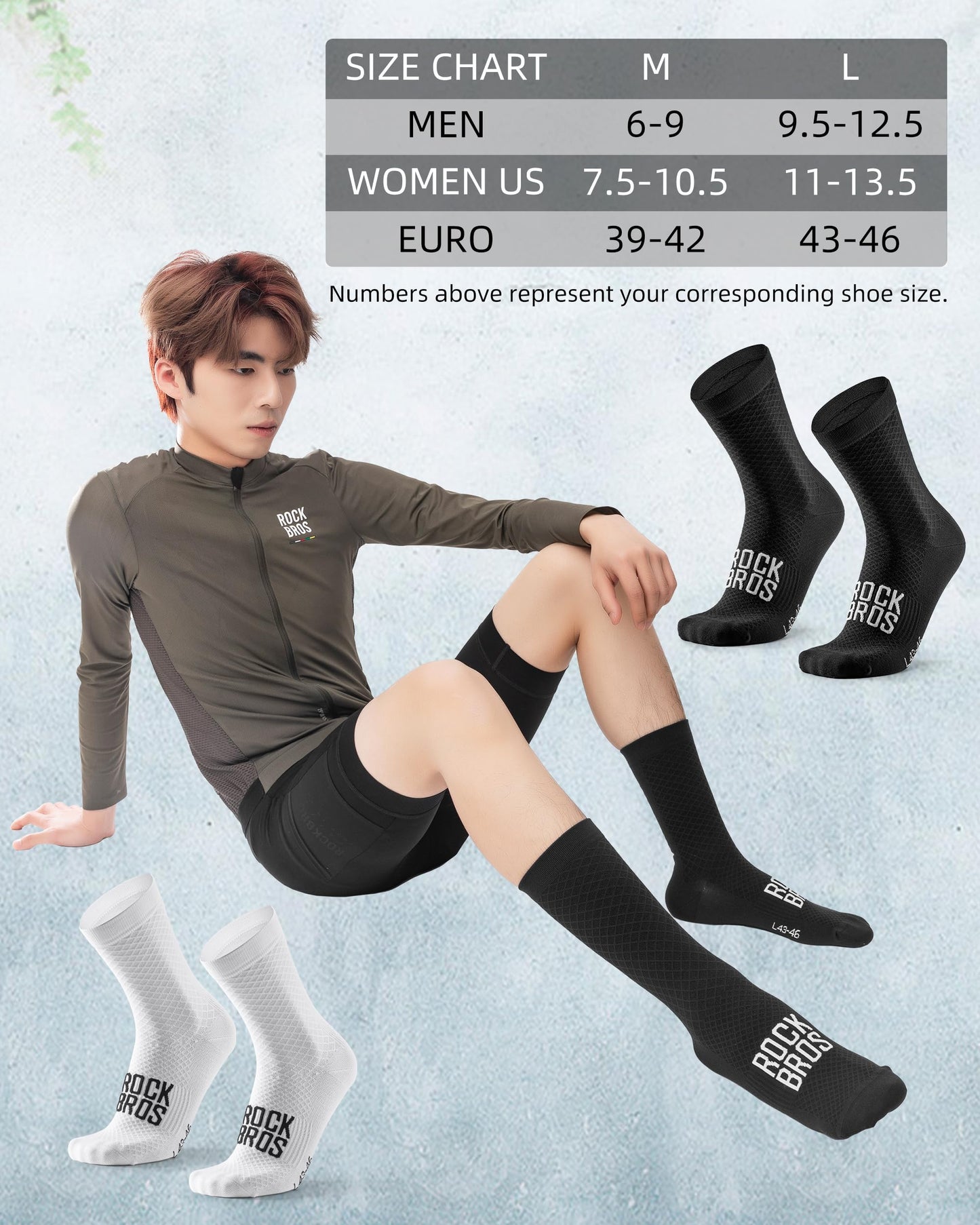 ROCKBROS Road to Sky Cycling Wicking Bike Socks for Men Women