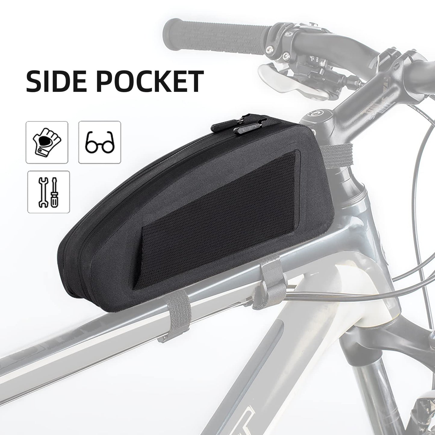ROCKBROS Bike Bag Top Tube Bike Frame Bag Waterproof Two Zipper Pockets