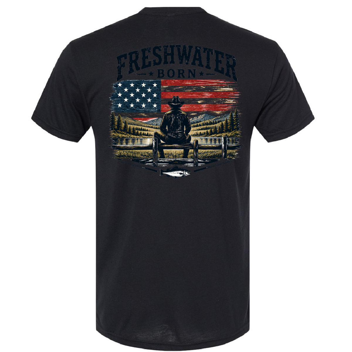 Freshwater Born- Red, White, and Reel Men's Triblend Tee