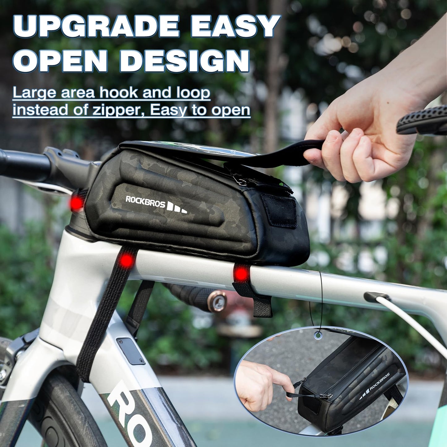ROCKBROS Bike Bag Under 6.8” Bicycle Accessories Pouch, EVA Waterproof