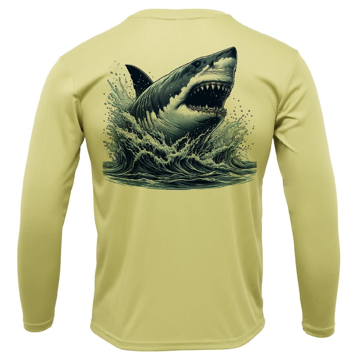 Cape Cod, MA Jaws Boy's Long Sleeve UPF 50+ Dry-Fit Shirt