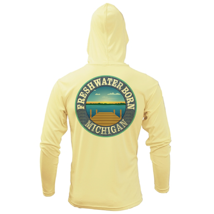 Michigan USA Freshwater Born Men's Long Sleeve UPF 50+ Dry-Fit Hoodie