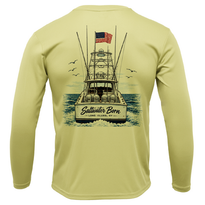 Long Island, NY Saltwater Born Sportfish Men's Long Sleeve UPF 50+ Dry-Fit Shirt