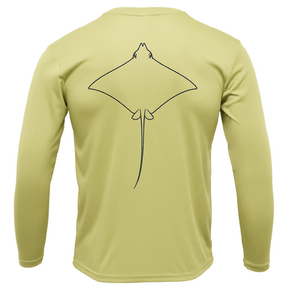Eagle Ray Outline Men's Long Sleeve UPF 50+ Dry-Fit Shirt