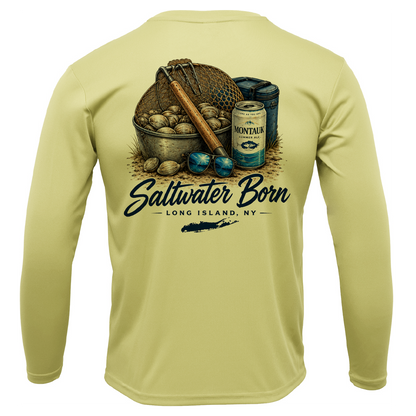 Beers, Clams, and Shades Long Island, NY Men's Long Sleeve UPF 50+ Dry-Fit Shirt