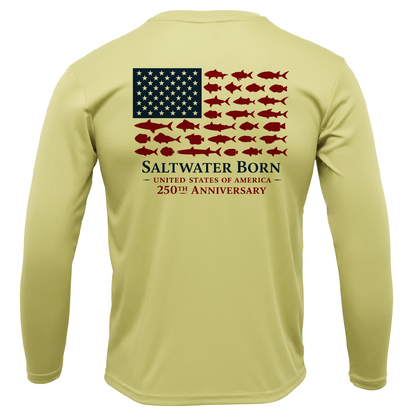 250th Anniversary Fish Flag Men's Long Sleeve UPF 50+ Dry-Fit Shirt