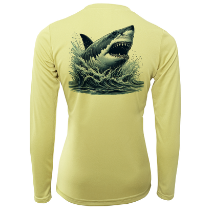 Cape Cod, MA Jaws Women's Long Sleeve UPF 50+ Dry-Fit Shirt