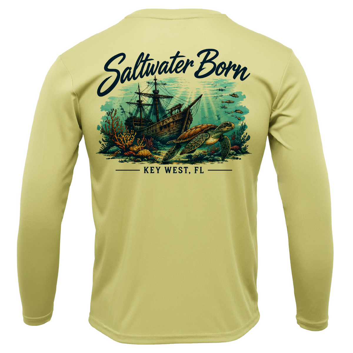 Key West, FL Sunken Pirate Ship Men's Long Sleeve UPF 50+ Dry-Fit Shirt
