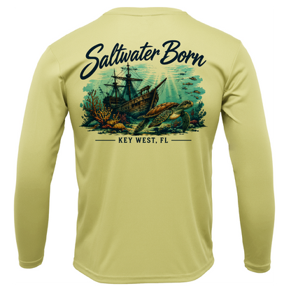 Key West, FL Sunken Pirate Ship Men's Long Sleeve UPF 50+ Dry-Fit Shirt