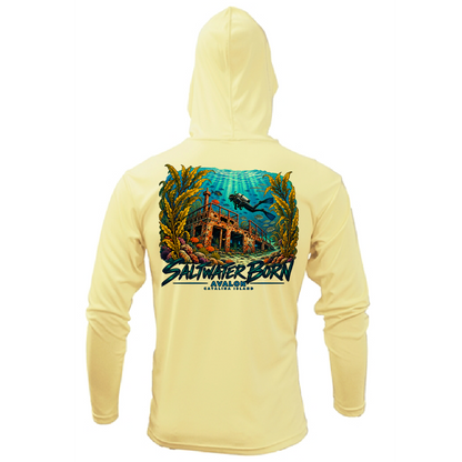 Avalon, CA Shipwreck Dive Men's Long Sleeve UPF 50+ Dry-Fit Hoodie