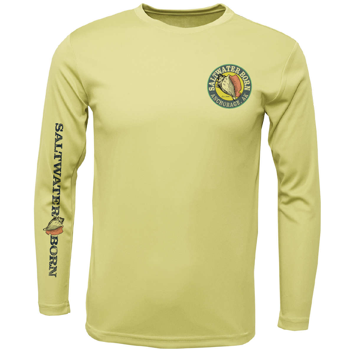 Anchorage, AK Northern Lights Whale Tail Boy's Long Sleeve UPF 50+ Dry-Fit Shirt