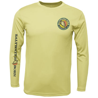 Anchorage, AK Northern Lights Whale Tail Boy's Long Sleeve UPF 50+ Dry-Fit Shirt