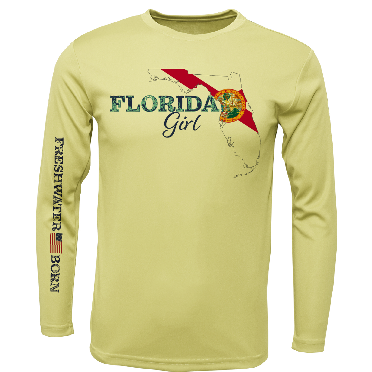 Florida Girl Freshwater Born Girl's Long Sleeve UPF 50+ Dry-Fit Shirt