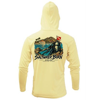 Avalon, CA Harbor Dive Days Men's Long Sleeve UPF 50+ Dry-Fit Hoodie