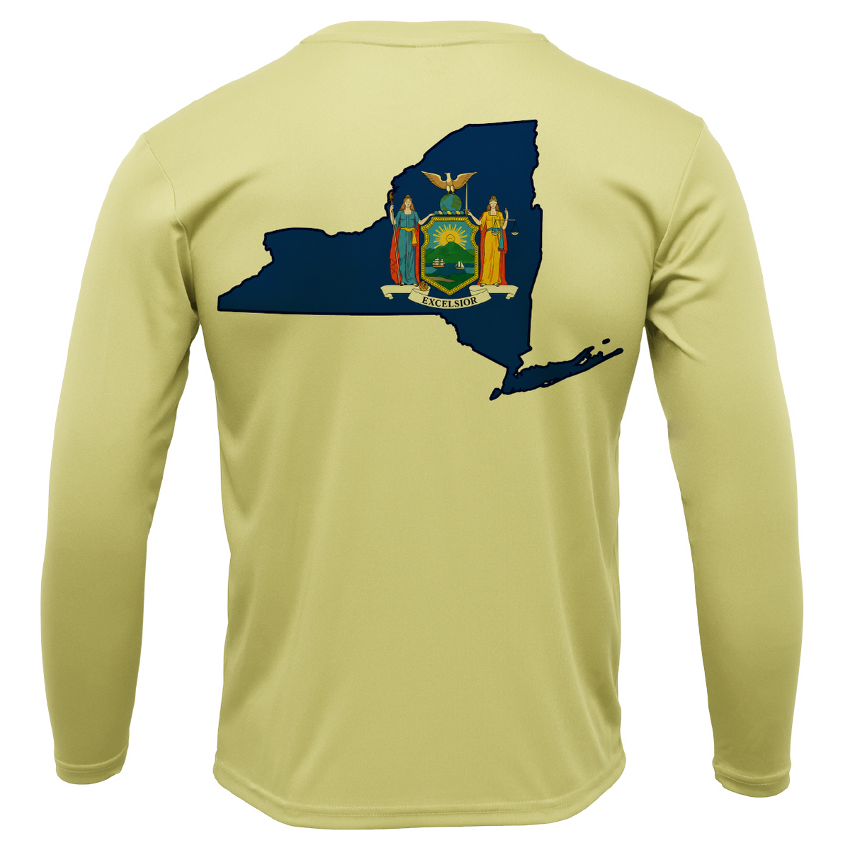 Long Island, NY State Flag Outline Men's Long Sleeve UPF 50+ Dry-Fit Shirt