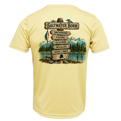 Anchorage, AK Adventure Signpost Men's Short Sleeve UPF 50+ Dry-Fit Shirt