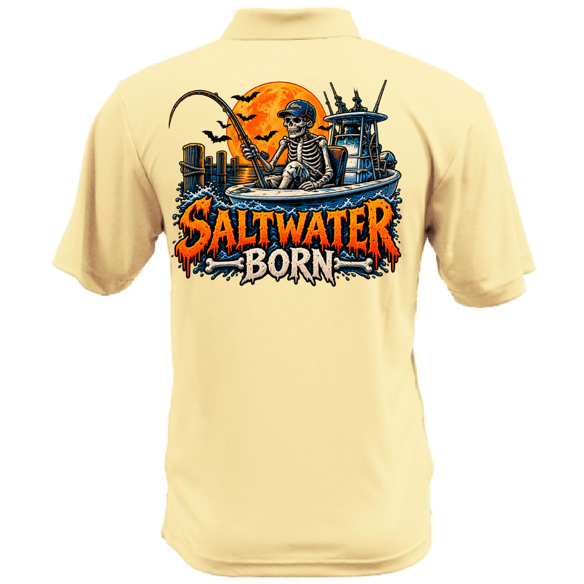 Dead Men Fish Still Men's Short Sleeve UPF 50+ Dry-Fit Polo
