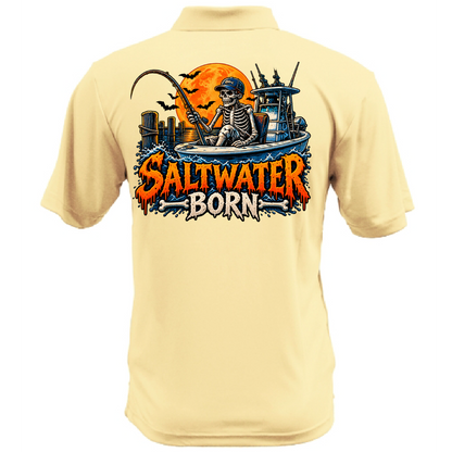 Dead Men Fish Still Men's Short Sleeve UPF 50+ Dry-Fit Polo