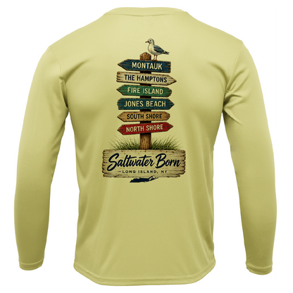 Long Island, NY Signs Men's Long Sleeve UPF 50+ Dry-Fit Shirt