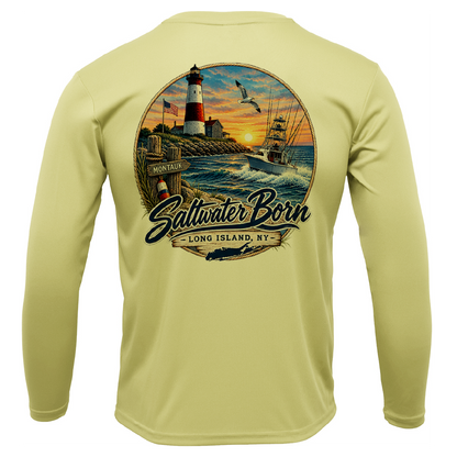 Long Island, NY Lighthouse Men's Long Sleeve UPF 50+ Dry-Fit Shirt