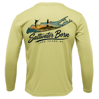 Long Island, NY Geography Men's Long Sleeve UPF 50+ Dry-Fit Shirt