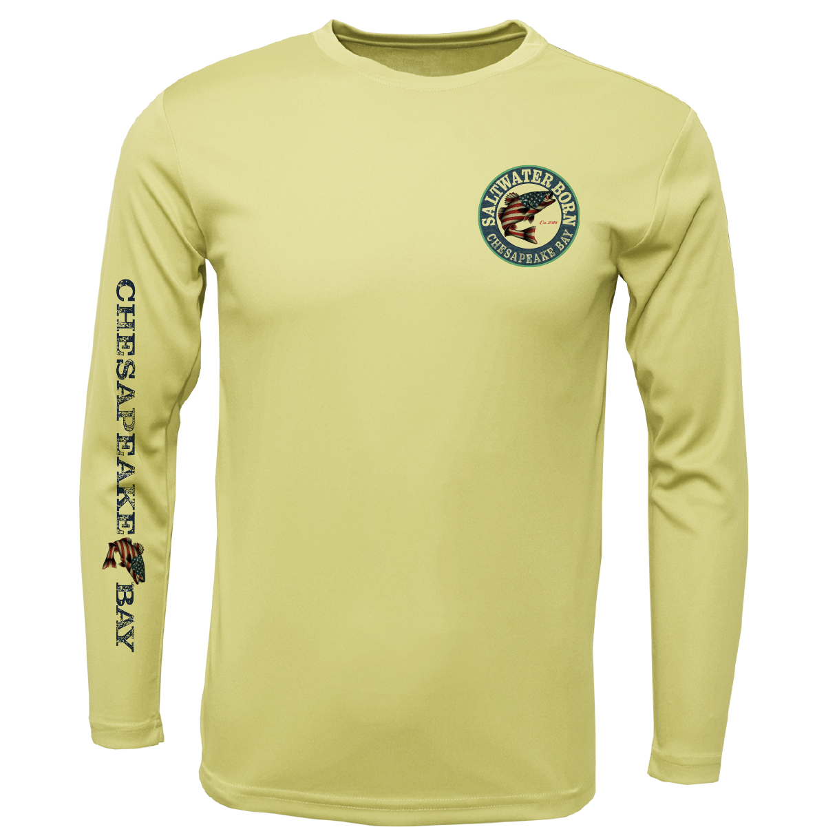 Chesapeake Bay USA Rockfish Men's Long Sleeve UPF 50+ Dry-Fit Shirt
