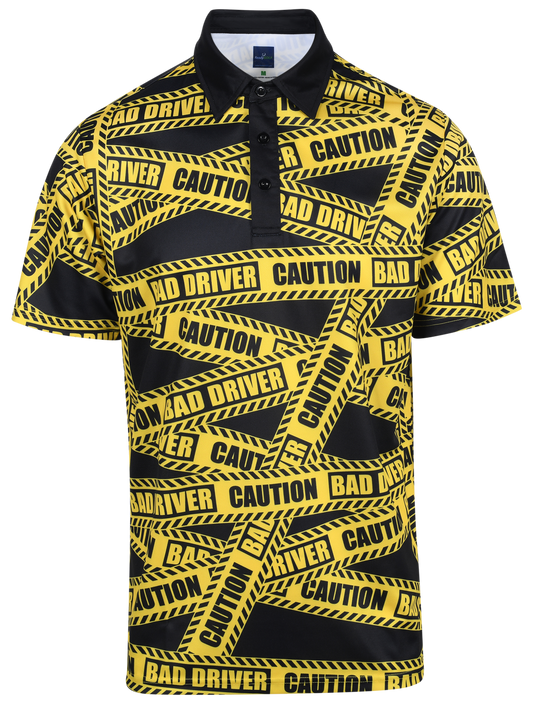 Caution Bad Driver Mens Golf Polo Shirt