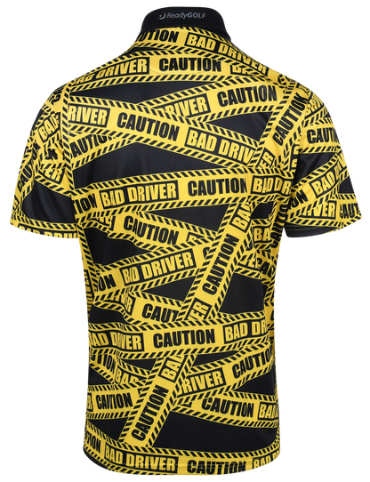 Caution Bad Driver Mens Golf Polo Shirt
