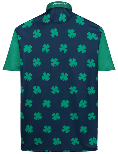 Four-Leaf Clover (Navy/Green) Mens Golf Polo Shirt by ReadyGOLF