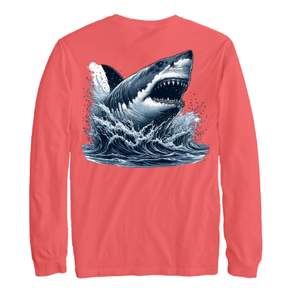 Cape Cod, MA Jaws Men's Cotton Long Sleeve Shirt