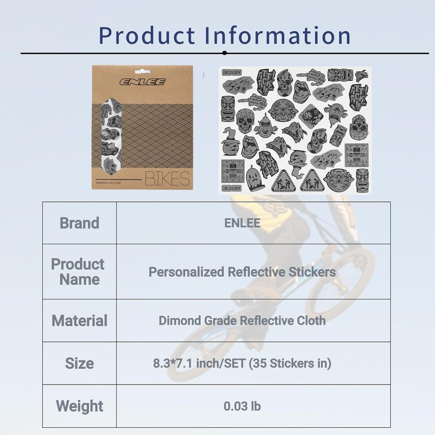 ENLEE Bicycle Reflective Stickers for Enhanced Safety - Bike Wheel Reflectors and Bicycle Stickers for Maximum Visibility E238