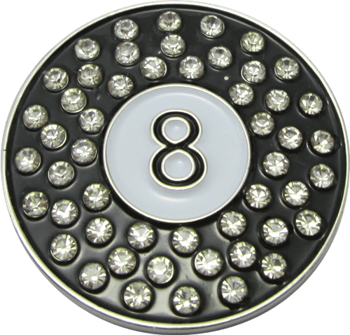 8 Ball Crystal Golf Ball Marker & Hat Clip by ReadyGOLF