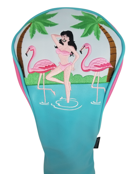 Flamingo Girl Embroidered Headcover by ReadyGOLF - Driver