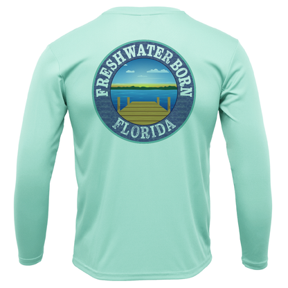 Orange and Blue Freshwater Born Men's Long Sleeve UPF 50+ Dry-Fit Shirt