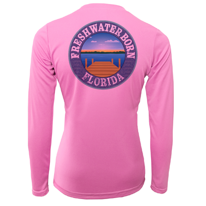 Orange and Blue Freshwater Born Women's Long Sleeve UPF 50+ Dry-Fit Shirt