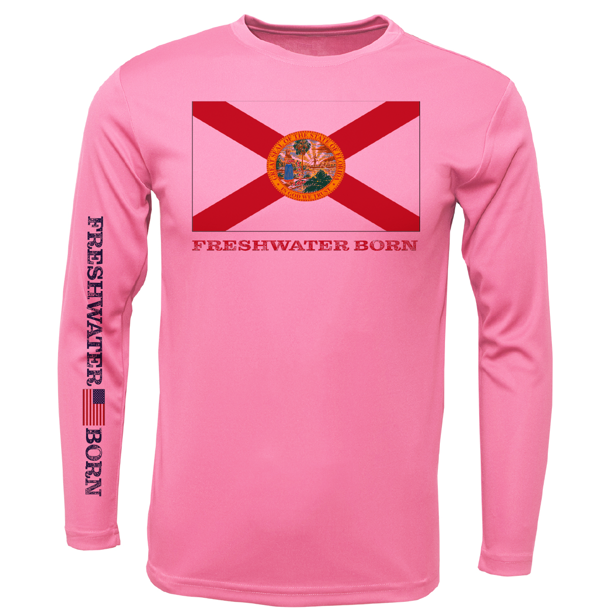 Florida Flag Freshwater Born Girl's Long Sleeve UPF 50+ Dry-Fit Shirt