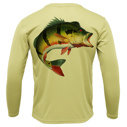 Florida Freshwater Born Peacock Bass Boy's Long Sleeve UPF 50+ Dry-Fit Shirt