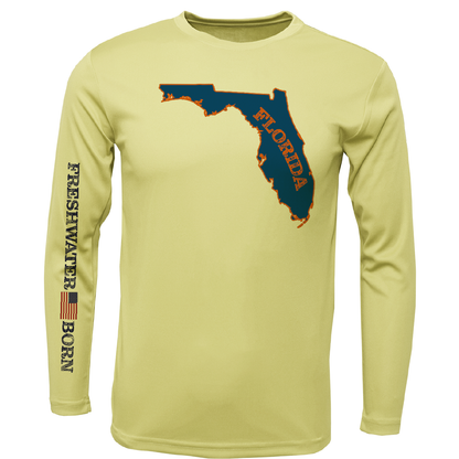 Orange and Blue Freshwater Born Men's Long Sleeve UPF 50+ Dry-Fit Shirt