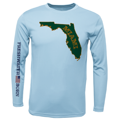 Miami Orange and Green Freshwater Born Girl's Long Sleeve UPF 50+ Dry-Fit Shirt
