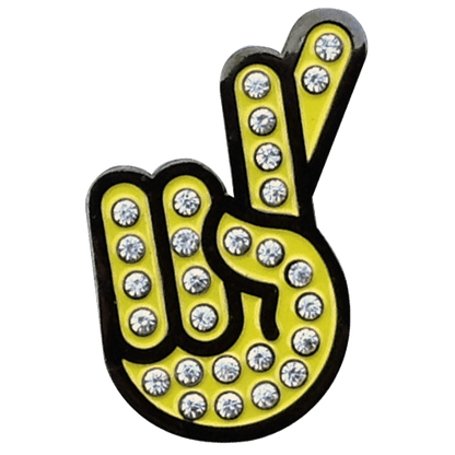 Fingers Crossed Hand Gesture Crystal Ball Marker & Hat Clip by ReadyGOLF
