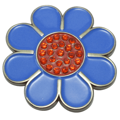 Hippie Flower Blue & Red Crystal Ball Marker & Hat Clip by ReadyGOLF