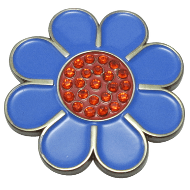 Hippie Flower Blue & Red Crystal Ball Marker & Hat Clip by ReadyGOLF