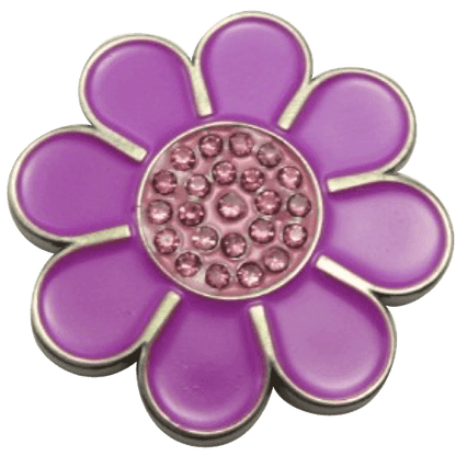 Hippie Flower Purple & Pink Crystal Ball Marker & Hat Clip by ReadyGOLF