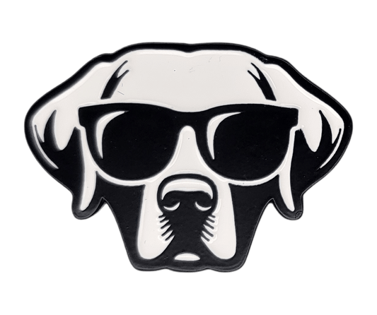 Good Boy - Black Labrador with Sunglasses Golf Ball Marker with Hat Clip